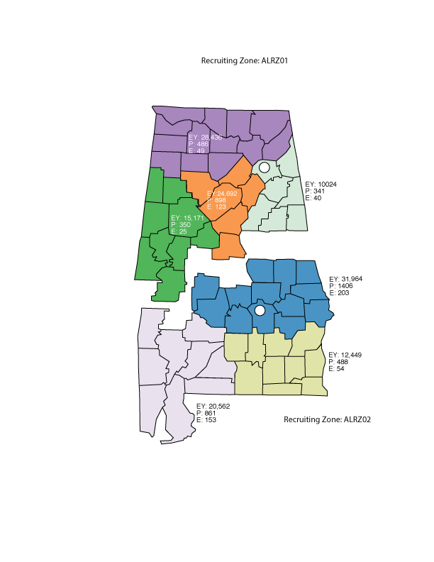 Alabama Recruiting Zone Map