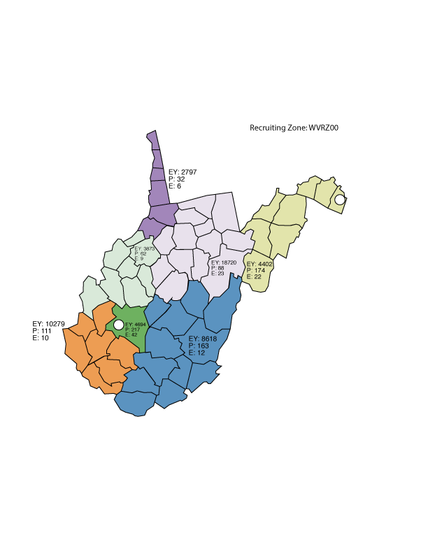 West Virginia Recruiting Zone Map