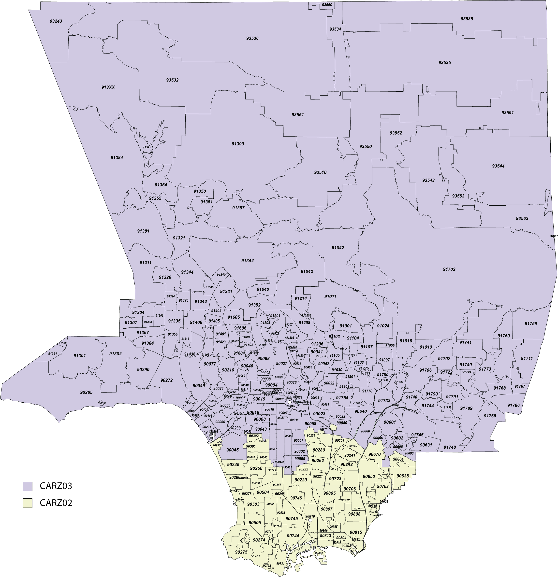 Los Angeles County Recruiting Zone Map